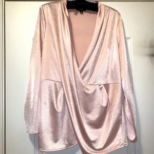 Blush pink draped satin top